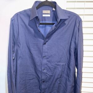 Michael Kors Men’s Blue Regular Fit Airsoft Stretch Button Down Shirt Size M